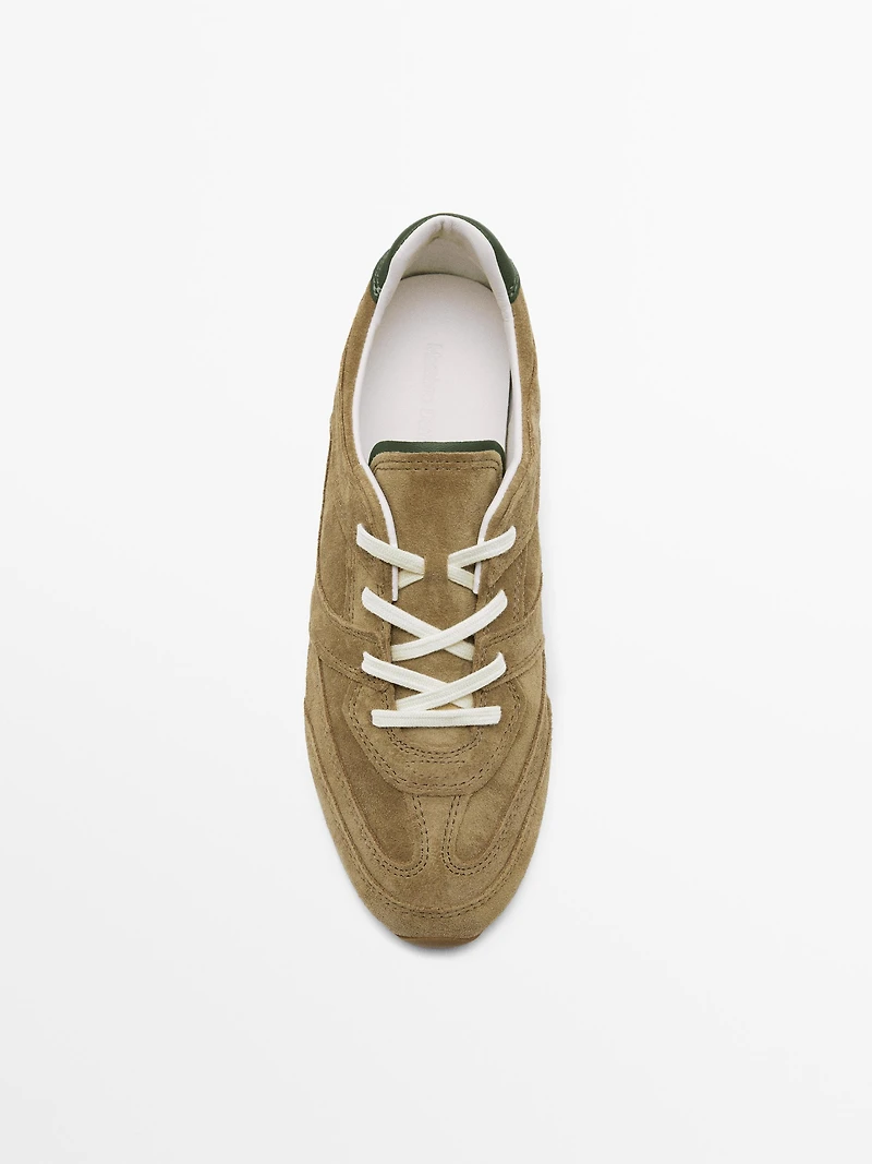 Tennis pièces croûte de cuir serraje