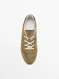 Tennis pièces croûte de cuir serraje