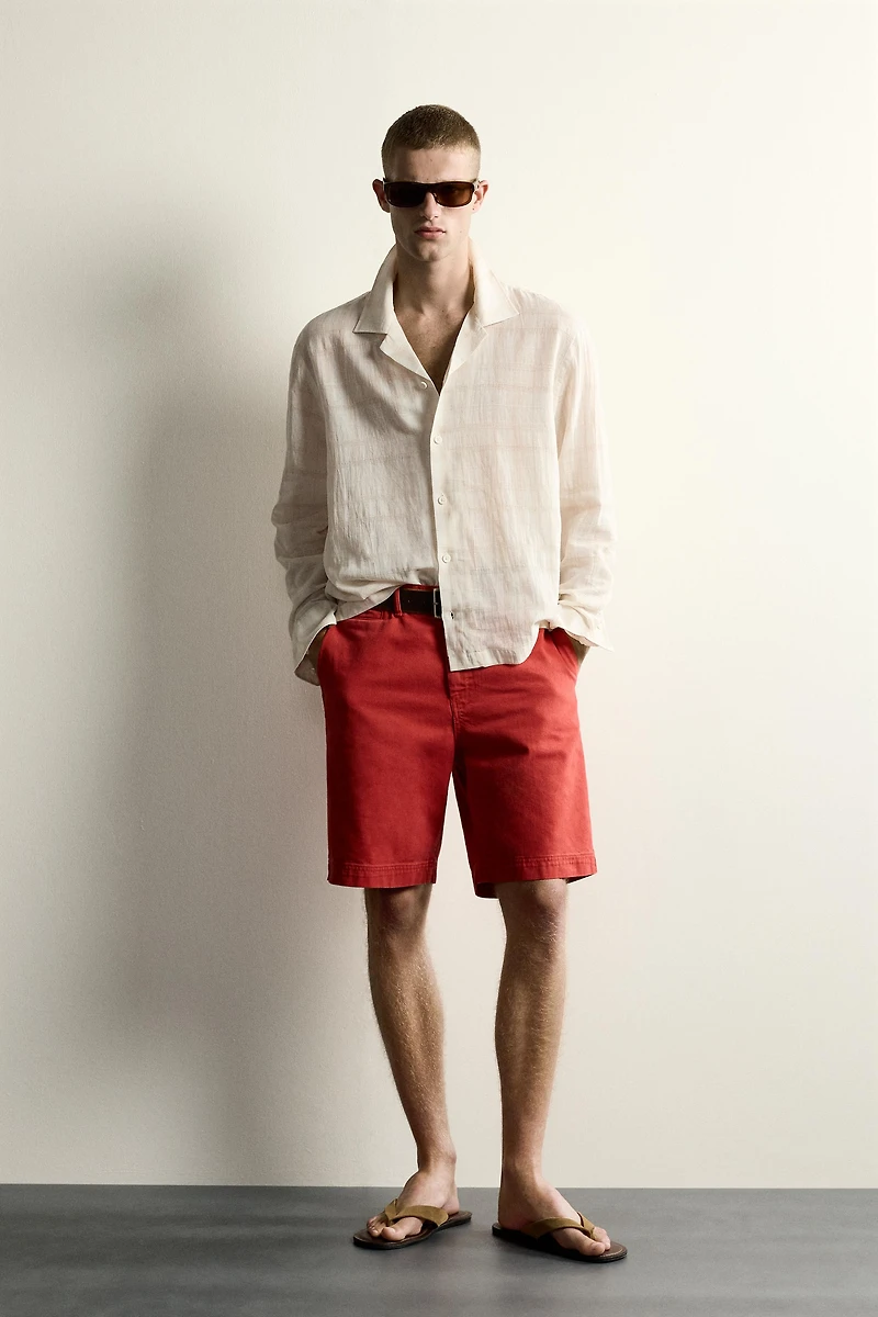 CHEMISE RELAXED FIT JACQUARD COTON-LIN