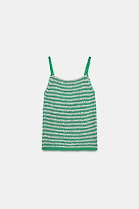 STRIPED KNIT STRAP TOP