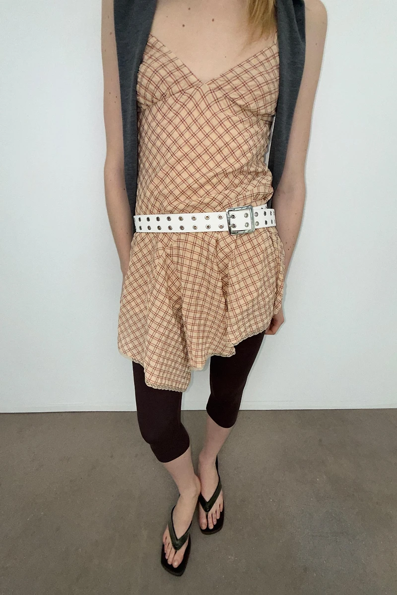 SHORT PLAID LACE DRESS