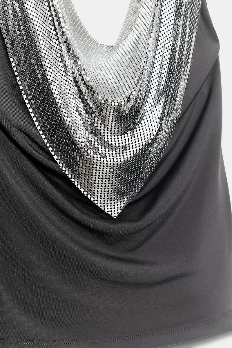 DRAPED MESH COMBO TOP