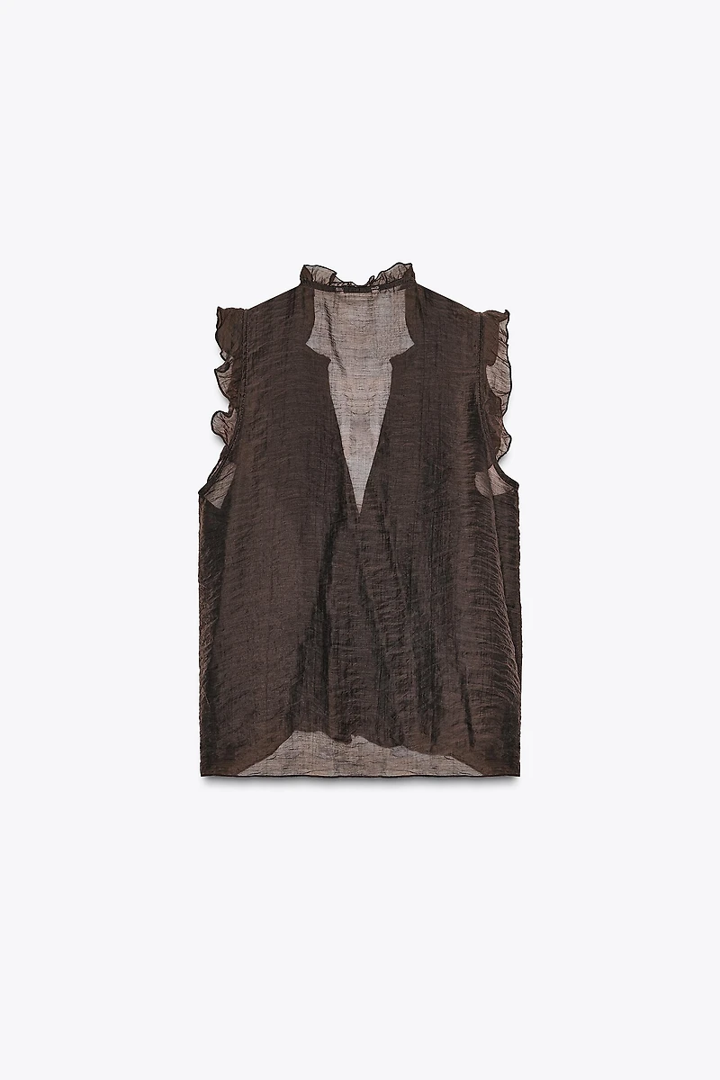 SEMI-SHEER RUFFLED TOP