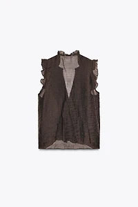 SEMI-SHEER RUFFLED TOP