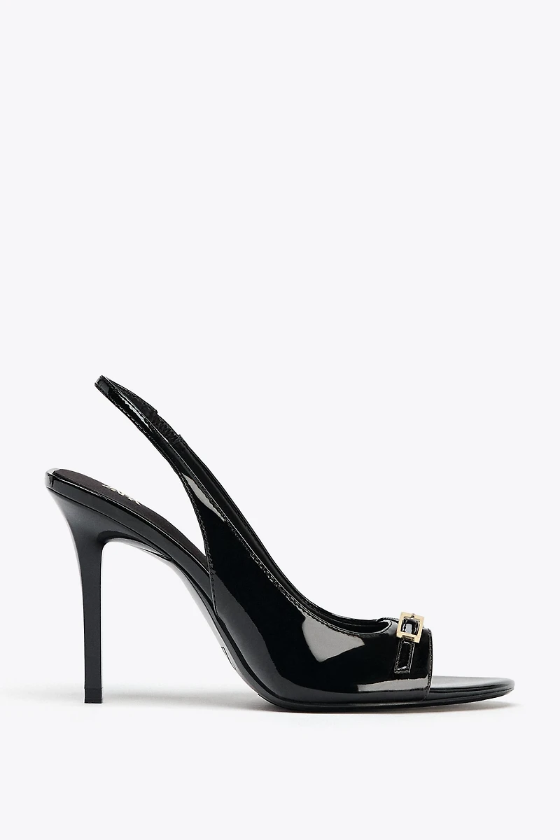 PATENT FINISH HEELED SANDALS