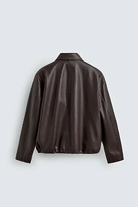 RELAXED FIT FAUX LEATHER JACKET