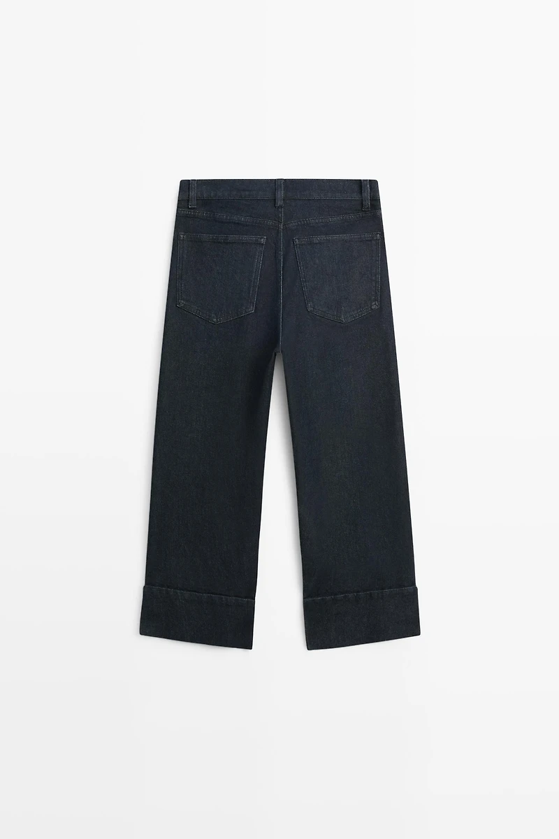 Jean capri à revers