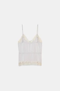 FLORAL LACE SATIN EFFECT TOP