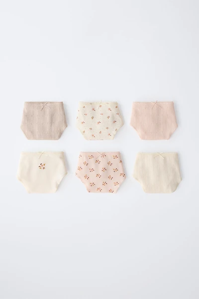 6-14 ANS/ LOT DE SIX CULOTTES IMPRIMÉES FLEURS