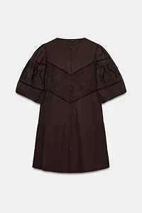 EMBROIDERED POPLIN MINI DRESS