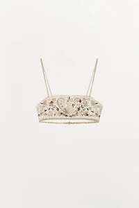 EMBROIDERED BEADED TULLE BRA