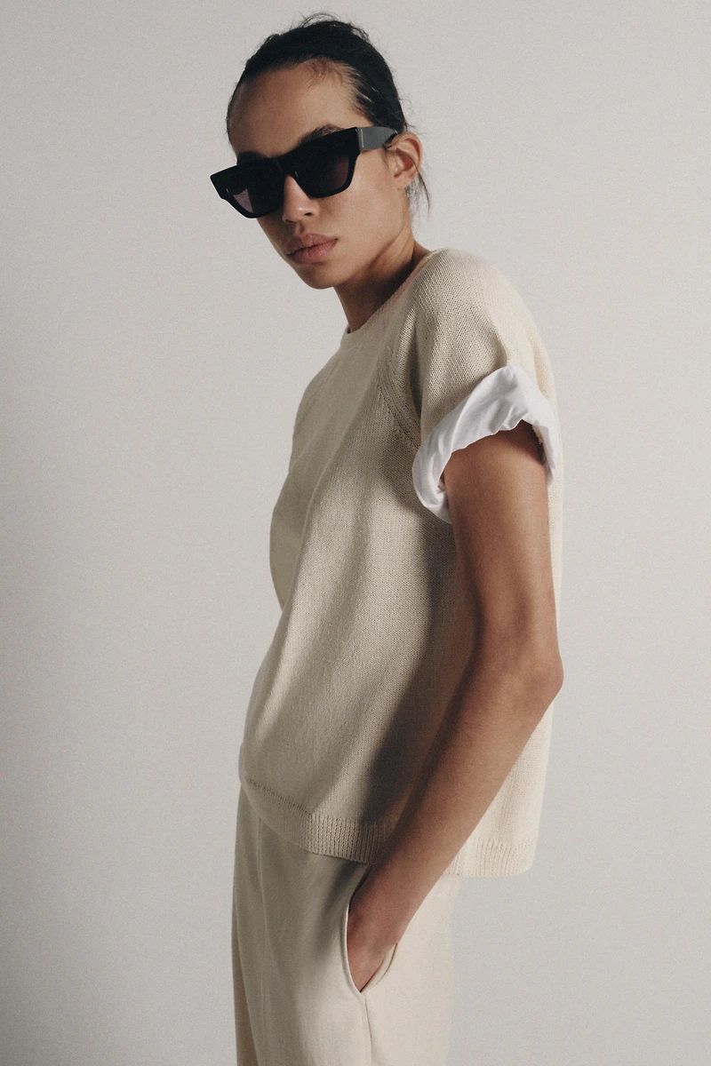 COMBINED TURN-UP SLEEVE KNIT JUMPER
