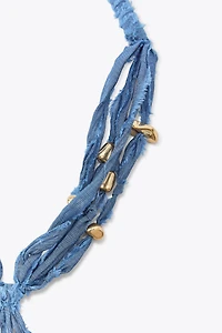WOVEN NECKLACE WITH METAL PIECES