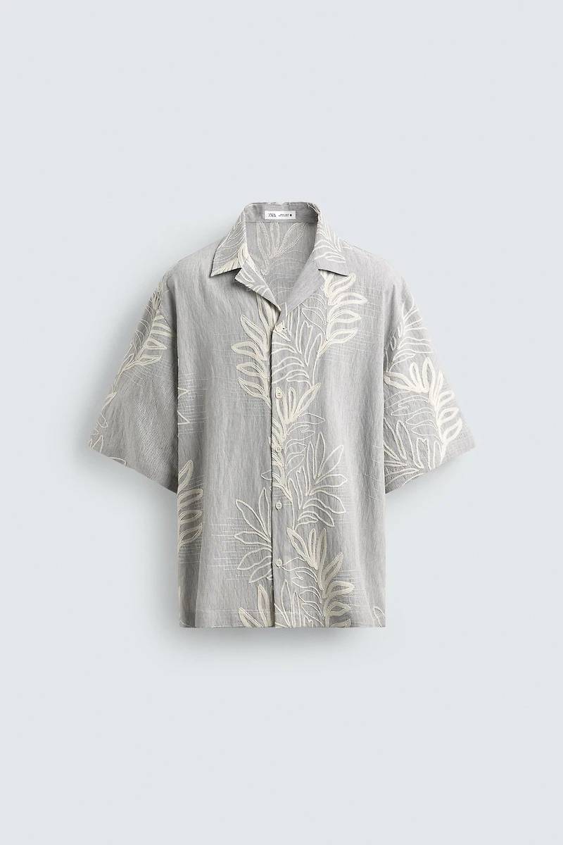 EMBROIDERED LEAF JACQUARD SHIRT