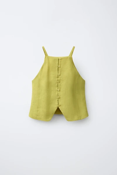 100% LINEN HALTER TOP