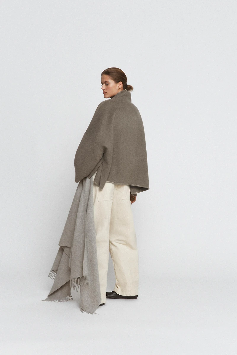 WOOL BLEND TOPSTITCHED JACKET ZW COLLECTION