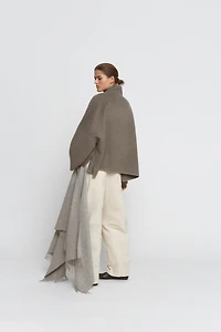 WOOL BLEND TOPSTITCHED JACKET ZW COLLECTION