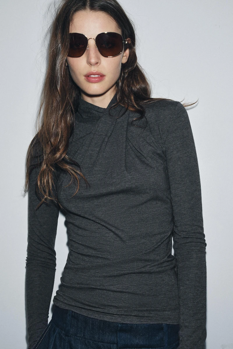 DRAPED FRONT T-SHIRT
