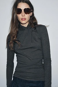 DRAPED FRONT T-SHIRT