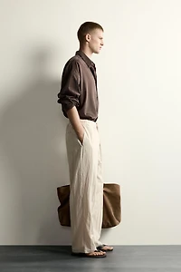 CRINKLED EFFECT TECHNICAL RELAXED FIT PANTS