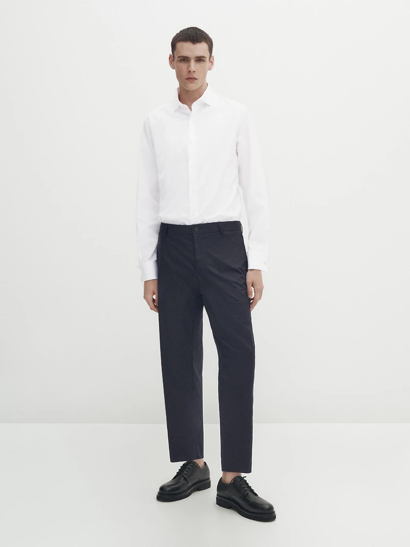 Chemise slim doubles poignets en coton