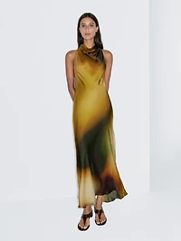 Long printed halterneck dress