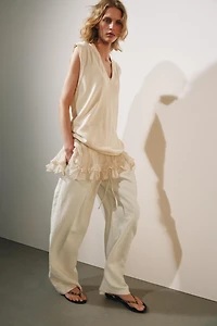 LONG COMBINATION KNIT VEST
