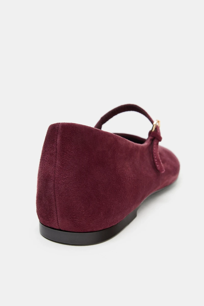 SUEDE BUCKLE BALLET FLATS