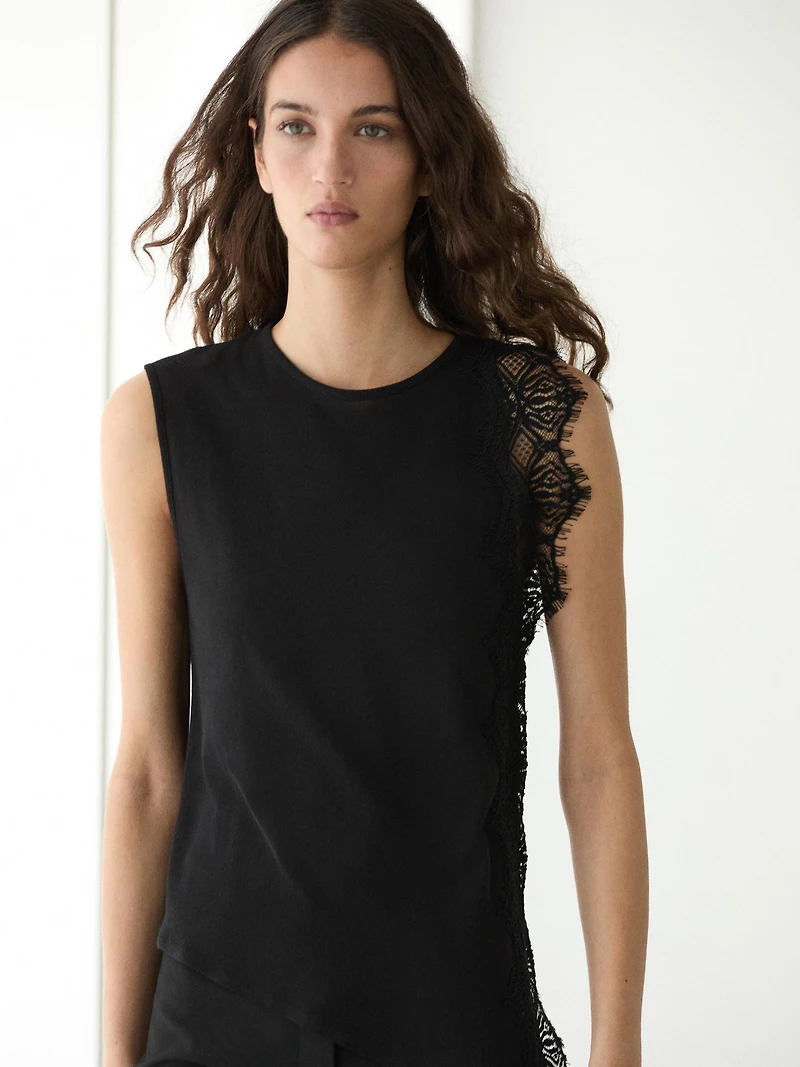 Sleeveless top with lace detail