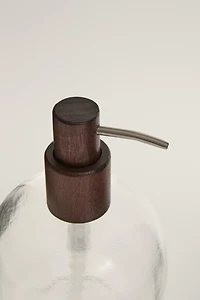 ACACIA WOOD AND CERAMIC SOAP DISPENSER