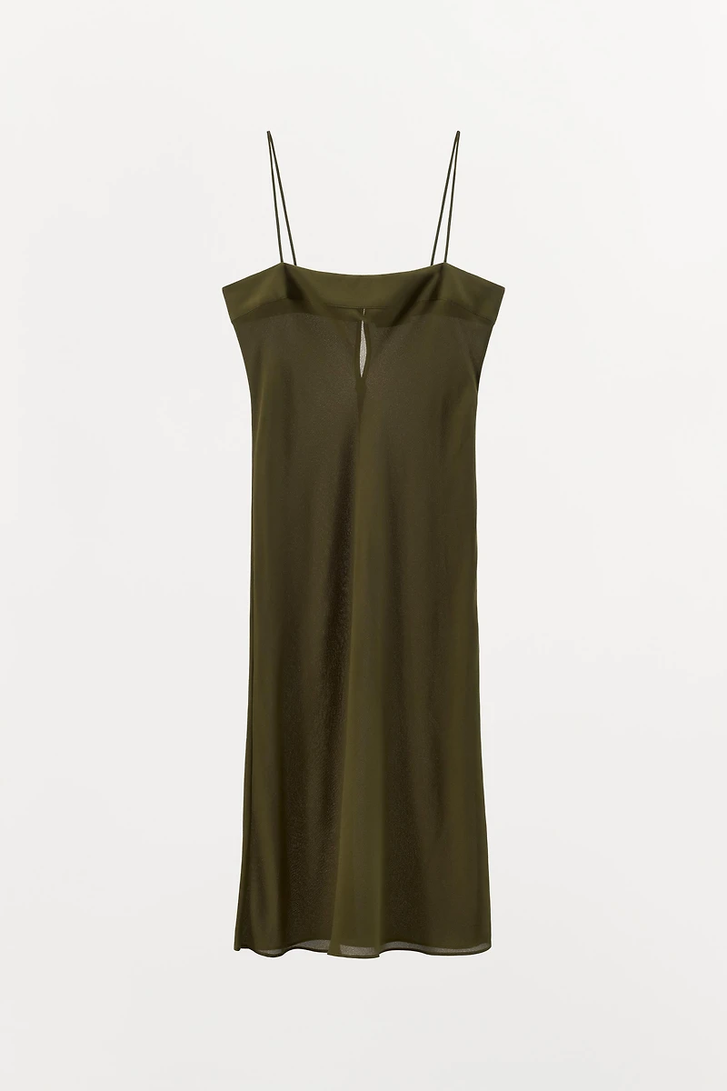 100% SILK STRAPPY MIDI DRESS