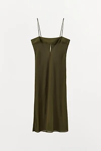 100% SILK STRAPPY MIDI DRESS