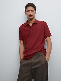 Micro textured piqué cotton polo shirt