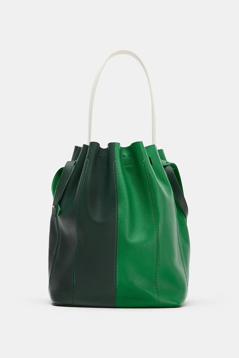 LARGE COLORBLOCK LEATHER BAG