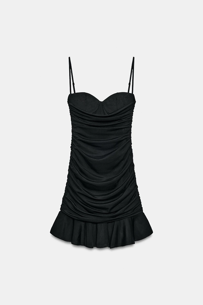 DRAPED RUFFLE DRESS