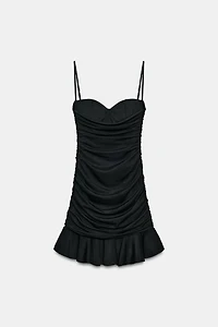 DRAPED RUFFLE DRESS