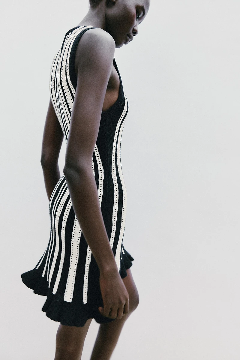 STRIPED KNIT MINI DRESS