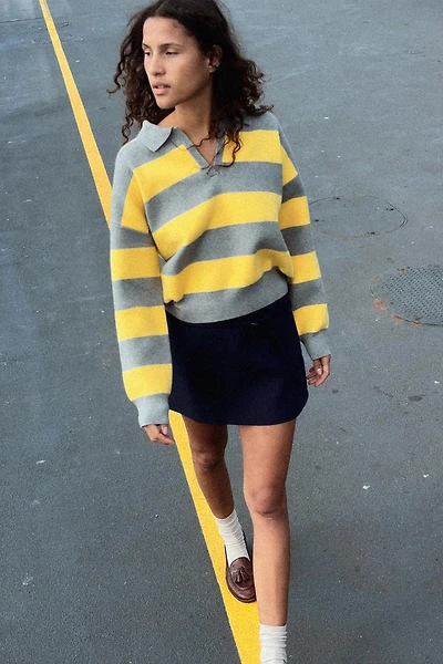PULL EN MAILLE COL POLO RAYÉ
