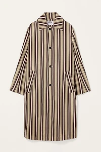 LIMITED EDITION STRIPED COTTON - LINEN TRENCH COAT