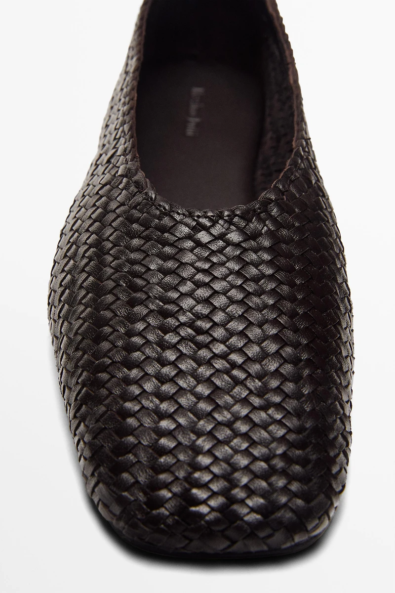 Braided leather ballet flats