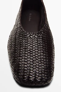 Braided leather ballet flats