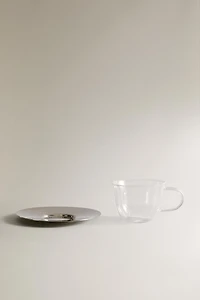 BOROSILICATE GLASS TEACUP AND SAUCER