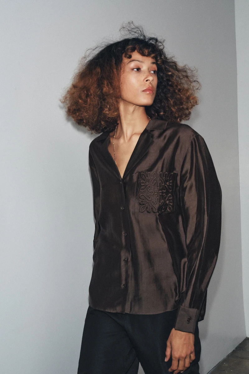 ZW COLLECTION EMBROIDERED POCKET SHIRT