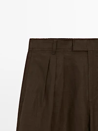100% linen triple darted trousers