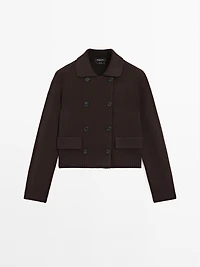 100% cotton double-breasted knit cardigan