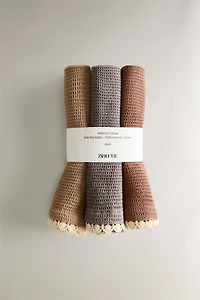 WAFFLE-KNIT COTTON CLEANING KITCHEN TOWEL (SET OF 3)