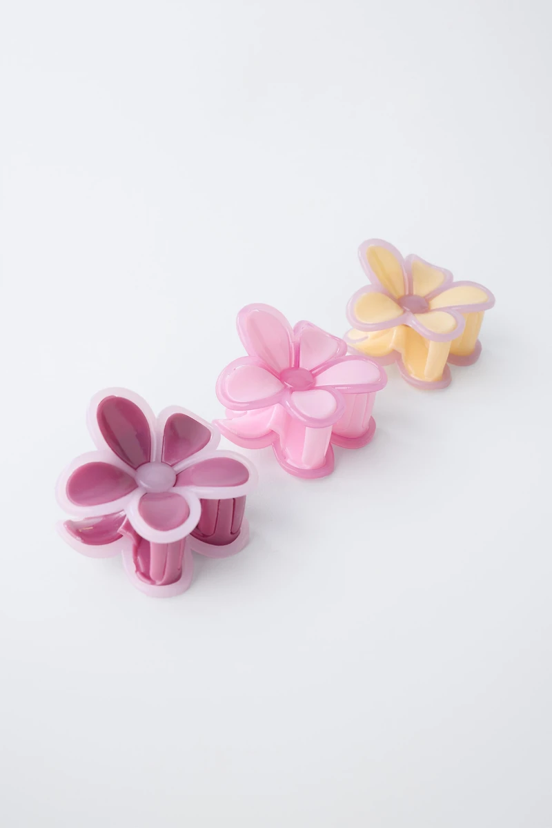 PACK OF THREE FLOWER HAIR CLIPS