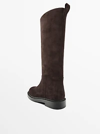 Bottes hautes en croûte de cuir