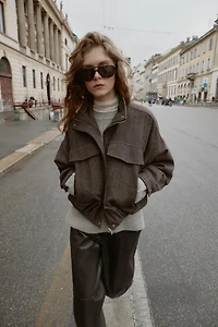 HERRINGBONE BALLOON BOMBER JACKET