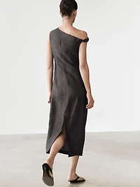 Midi dress with pleated shoulder detail